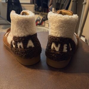 CHANEL Brown and Cream Ankle Boots